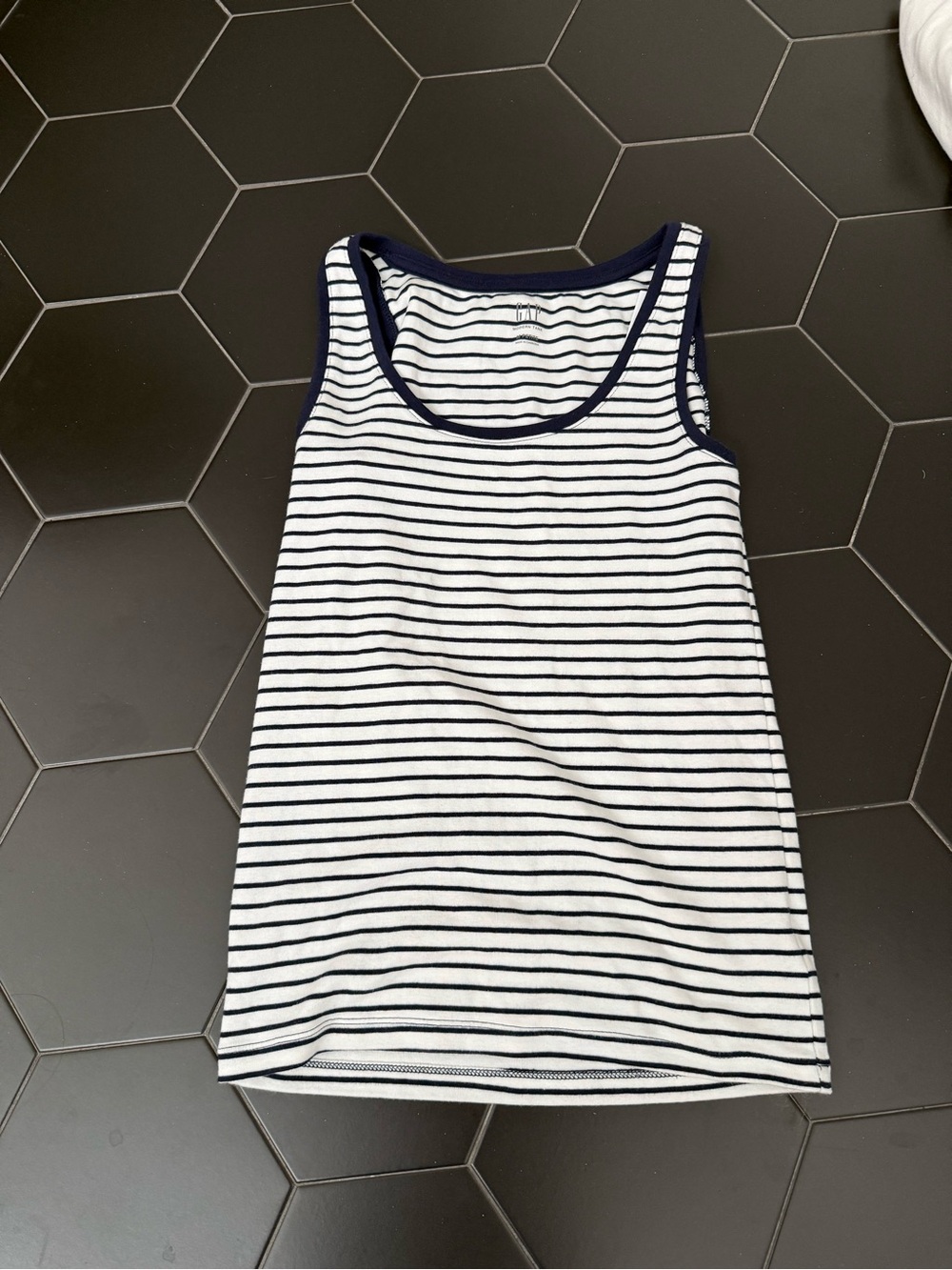 GAP White & Navy Striped Tank Top